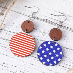 Personalized Double Round Five-pointed Star Striped Earrings Shopping