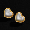 Image of Copper Plating 18K Gold Colorful Pearl Love Shape Earrings Shopping