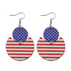 Image of Personalized Double Round Five-pointed Star Striped Earrings Shopping