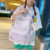 Image of Girly And Fashion Chessboard Plaid Backpack Shopping