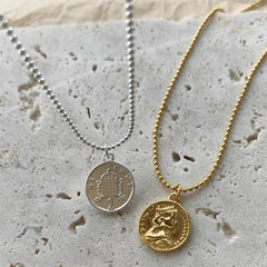 Simple Twin Sweater Chain Portrait Coin Female Shopping