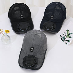 Image of Solar Charging Belt Fan Hat Men And Women Breathable Mesh Sun Protection