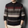 Image of Men's Contrasting Striped Pure Wool Knitted Sweater Shopping