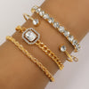 Image of Fashion Jewelry Vintage Personalized Twist Exaggerated Punk Diamond Open-ended Bracelet Suit 4 Pieces Shopping