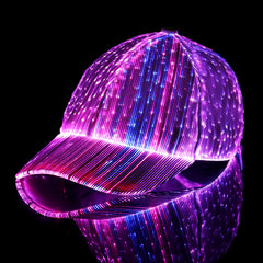 Luminous Baseball Cap Korean New Breathable LED Light Fiber Fluorescent Cap Outdoor Sun-poof Peaked Cap Cross-border Shopping