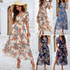 Image of Women's Printed Waist-controlled Short Sleeve Dress Shopping