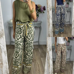 Women's Fashion Printing Belt Loose Casual Trousers Shopping