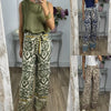 Image of Women's Fashion Printing Belt Loose Casual Trousers Shopping