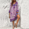 Image of Women's Holiday Floral Print Long Sleeve Dress Shopping