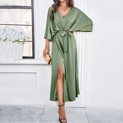 Women's Temperament Elegant V-neck Loose Dress Shopping