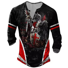 European And American Digital Printing Men's Long-sleeved Medieval T-shirt Shopping