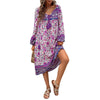 Image of Women's Holiday Floral Print Long Sleeve Dress Shopping