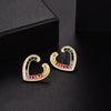 Image of Color Zirconium Love Micro Inlaid Zircon Ladder Square Earrings Shopping