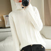 Image of Pure Wool Cascading Collar Pullover Loose Sweater Shopping