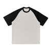 Image of Cotton Color-matching Raglan Sleeves Loose-fitting Casual T-shirt Shopping