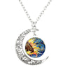 Image of Van Gogh Starry Night Painting Moon Necklace Glass Round Shopping