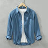 Image of Solid Color Long Sleeve Basic Men's Retro Casual Shirt Shopping