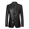 Image of Men's Leather Coat Suit Collar Single-breasted Crocodile Pattern Shopping