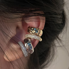 Rhinestone Exquisite High-grade Metal Double Layer Ear Clip Shopping