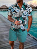 Image of Printed Flanging Vacation Short Sleeve Shorts Shirt Outfit Shopping