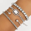 Image of Fashion Jewelry Vintage Personalized Twist Exaggerated Punk Diamond Open-ended Bracelet Suit 4 Pieces Shopping