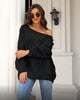 Image of Off-neck Cable-knit Pullover Loose-fitting Oversized Sweater Shopping