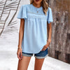 Image of Women's Solid Color Short-sleeved Patchwork Top Shopping