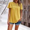 Image of Women's Solid Color Short-sleeved Patchwork Top Shopping