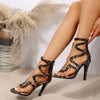 Image of High Heel Sandals Women's Serpentine Cross Strap Plus Size High Heels Shopping