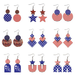 Personalized Double Round Five-pointed Star Striped Earrings