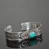 Image of Tibetan Turquoise Nepal Handmade Tibetan Silver White Copper Bracelet Opening Shopping