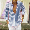 Image of Polo Collar Stripes Shirt Loose Shopping