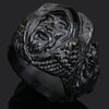 Image of Quake Wolf Head Ring Men's Vintage Rune Titanium Steel Ring Shopping