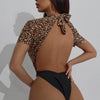 Image of Leopard Print Color Matching Sexy Backless Siamese Bikini Shopping