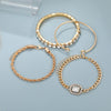 Image of Fashion Jewelry Vintage Personalized Twist Exaggerated Punk Diamond Open-ended Bracelet Suit 4 Pieces Shopping