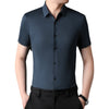 Image of Men's Fashion Seamless Non-ironing Solid Color Anti-wrinkle Tencel Shirt Shopping