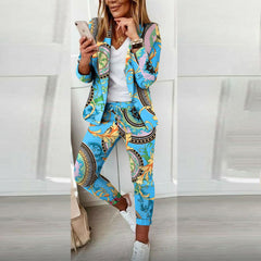 Fashion Printed Long-sleeved Cardigan Casual Small Suit