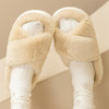 Image of Fashion Cross Fluffy Slippers Women Shopping