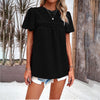 Image of Women's Solid Color Short-sleeved Patchwork Top Shopping