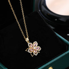 Temperament  Flower-shaped Rotating Necklace Shopping