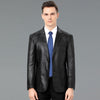 Image of Men's Leather Coat Suit Collar Single-breasted Crocodile Pattern Shopping