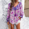 Image of Women's Holiday Floral Print Long Sleeve Shirt Shopping