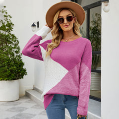 Round Neck Multicolor Women's Knitwear Loose