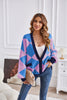 Image of V-neck Rhombus Plaid Patchwork Knitting Cardigan Coat For Women Shopping