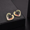 Image of Color Zirconium Love Micro Inlaid Zircon Ladder Square Earrings Shopping