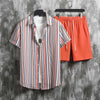 Image of Men's Micro-elastic Lightweight Casual Short-sleeved Shorts Suit Shopping