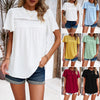 Image of Women's Solid Color Short-sleeved Patchwork Top Shopping