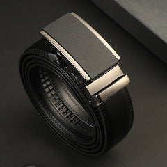 Men's Leather Automatic Buckle Two-layer Cowhide Embossed Belt Shopping