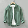 Image of Solid Color Long Sleeve Basic Men's Retro Casual Shirt Shopping