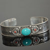 Image of Tibetan Turquoise Nepal Handmade Tibetan Silver White Copper Bracelet Opening Shopping